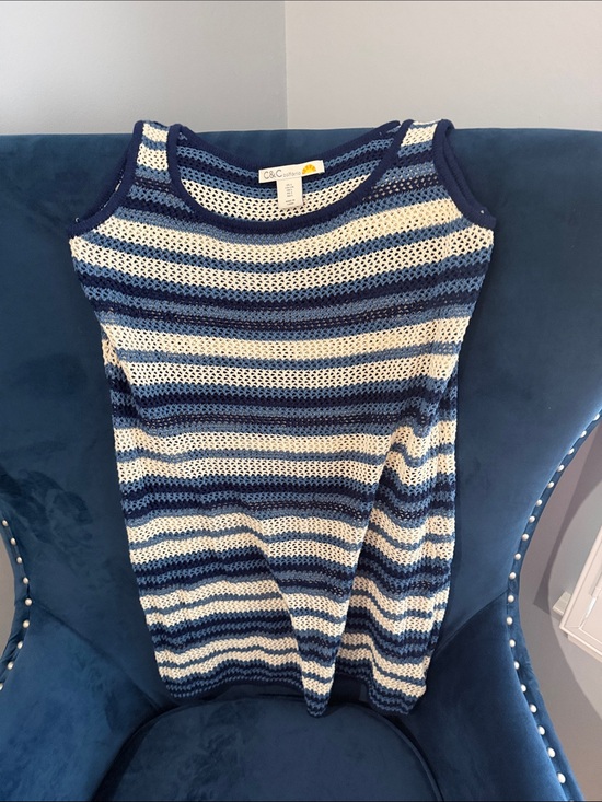 C&C California Other - C&C California Navy & Cream Striped Open-Knit Tank
